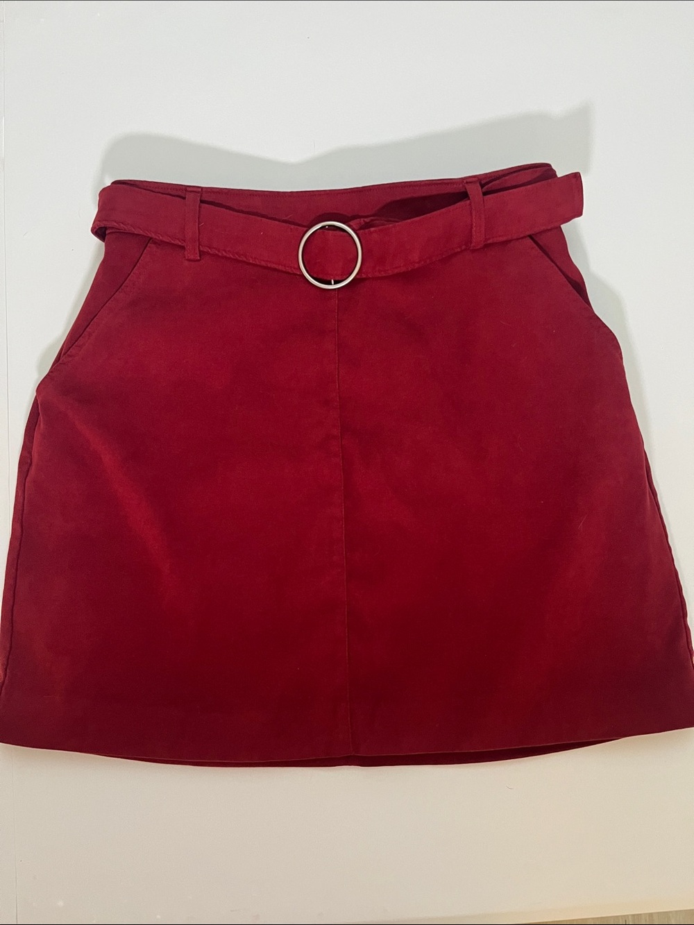 Hollister Ultra High Rise Red Belted A-Line Mini Skirt Small